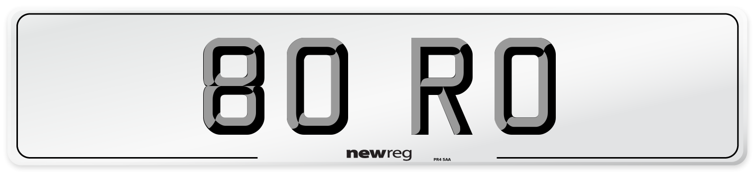 80 RO Number Plate from New Reg